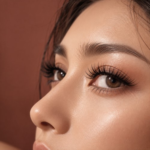 Close-up of wispy lash extensions