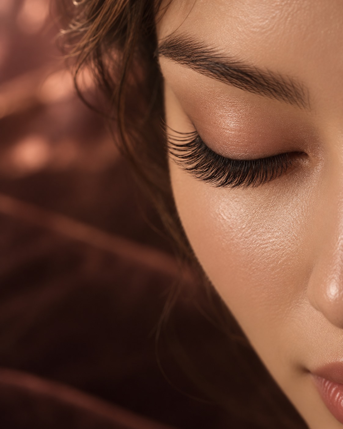 Close-up of soft, wispy eyelash extensions